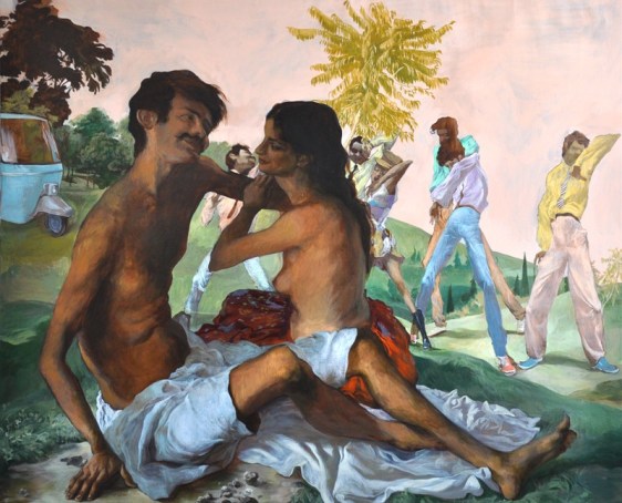 Salman Toor RICKSHAW DRIVER'S DREAM 2013 Oil on linen 48 x 59 in.