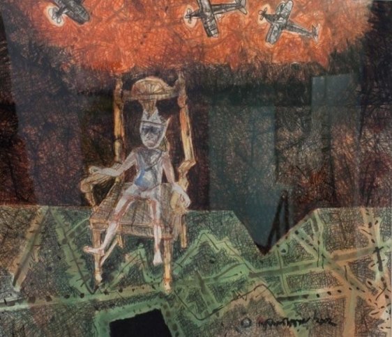 Shyamal Dutta Ray THE GENERAL 2002 Multi-media on canvas 20.5 x 24 in.