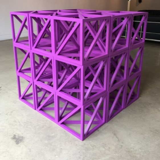 Rasheed Araeen Quoon Iye Yaad Phir Iskey 2015 Wood and paint 12 x 12 x 12 (x27) in.