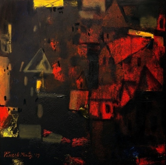 Paresh Maity  Sienna  2017  Oil on canvas  48 x 48 in.