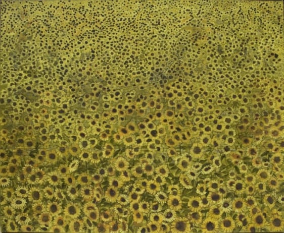 G.R. Iranna SUNFLOWERS 2015 Acrylic on tarpaulin 54 x 66 in.