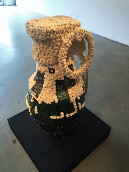 Promotesh Das Pulak Progression 1 2014 Shola flowers, circuit boards 48 x 24 x24 in.