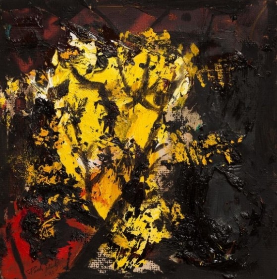 Paresh Maity UNTITLED (BLOSSOM) 1995 Oil on board 11 x 11 in.