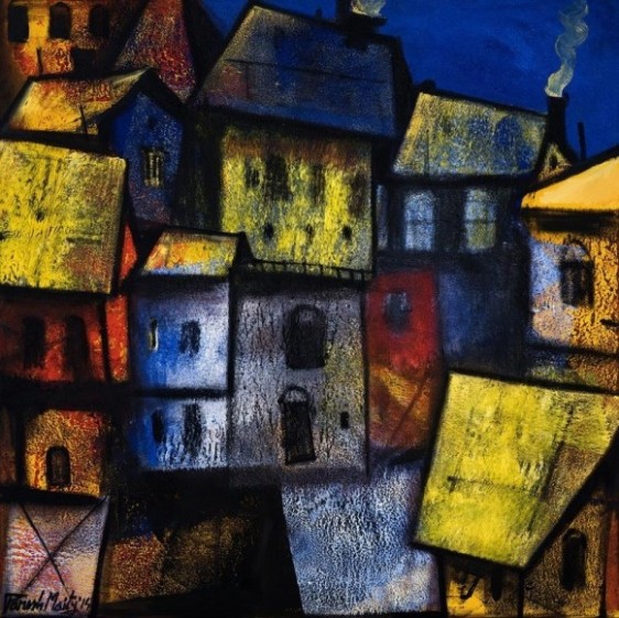 Paresh Maity DAY BREAKING 2015 Oil on canvas 42 x 42 in.