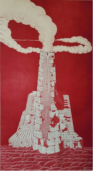 Gigi&nbsp;Scaria  Hydrosphere II, 2022  Etching on Somerset paper  36h x 20w in