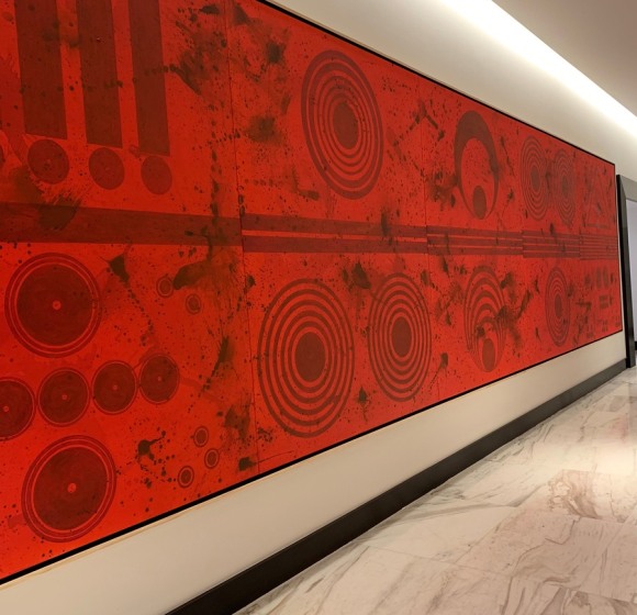 REDWORLD painting in the lobby of Miami World Center