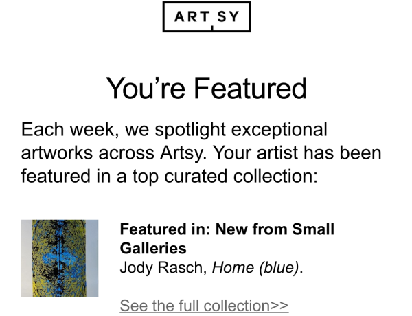 Artwork by Jody Rasch selected by Artsy in spotlight on exceptional artworks