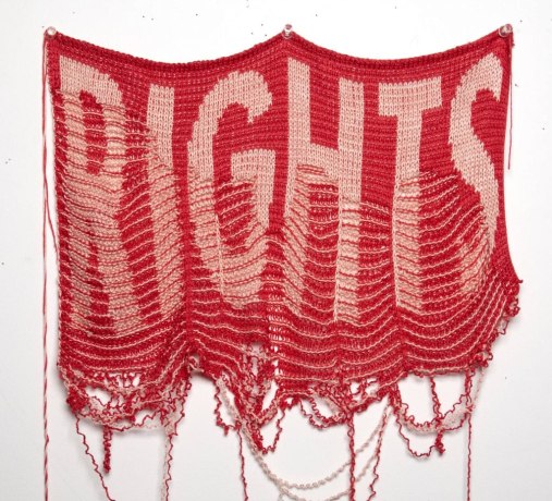 ‘It Felt Like an Overwhelming Collapse’: Artist Lisa Anne Auerbach on Why the Overturning of ‘Roe v. Wade’ Made Her Unraveling ‘Rights’ Work Go Viral Knitting becomes a powerful metaphor in the artist's work.