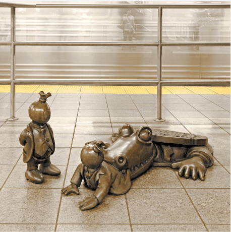 Bronze sculptures in NYC subway station: Hidden public art