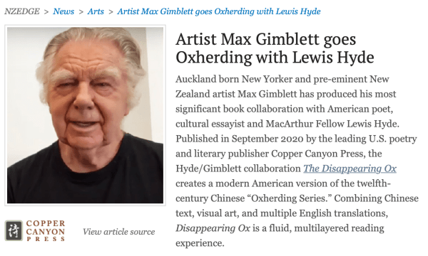 Artist Max Gimblett goes Oxherding with Lewis Hyde