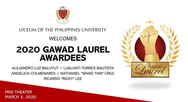 Alex Baluyut receives a Gawad Laurel Award