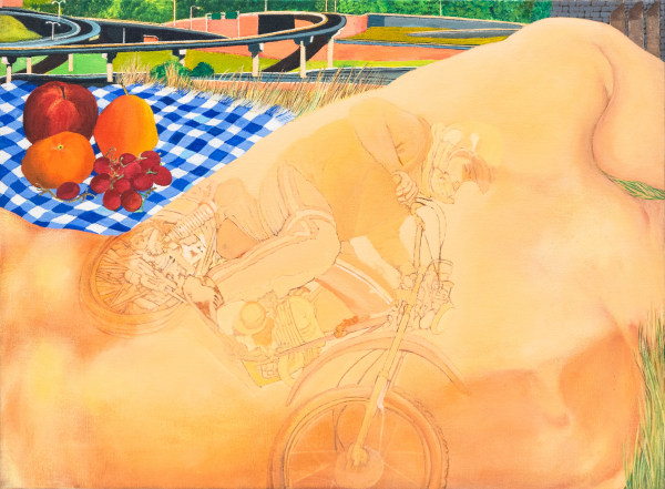 Martha Edelheit Major Deegan Expressway with Fruit, 1972–73 acrylic on canvas 18h x 24w in