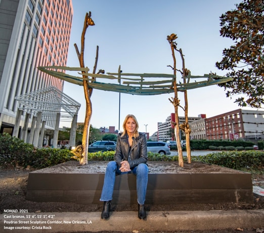 Raine Bedsole's &quot;Nomad&quot; is installed on Poydras Corridor Sculpture Exhibition commissioned by The Helis Foundation