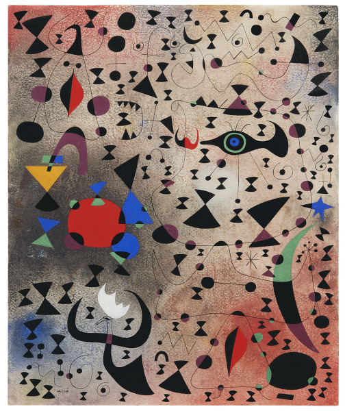 Joan Miró, Femmes au bord du lac à la surface irisée par le passage d'un cygnet (Women at the Edge of the Lake Made Iridescent by the Passage of a Swan), May 14, 1941