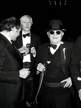 Ron Galella Lester Persky, Andy Warhol and Truman Capote at Steve Rubell's birthday party, Studio 54, New York, 1978