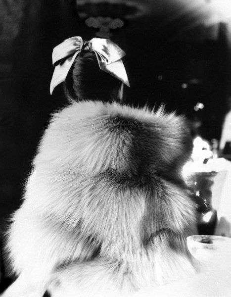 Lillian Bassman, The Little Furs: Mary Jane Russell by cape-jacket by Ritter Brothers, The Essex House, New York. Harper's Bazaar, 1955