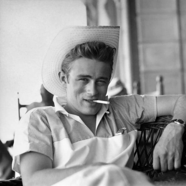 Sid Avery, James Dean on the set of Giant, Los Angeles, California, 1955