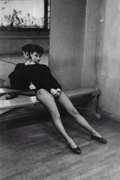 Ben Ross, Audrey Hepburn resting after ballet class New York 1952