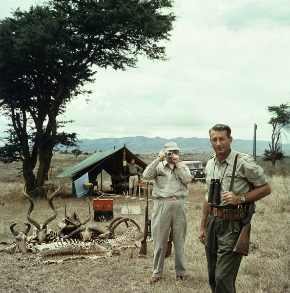Slim Aarons, Hunting For Fun: Hunter Reggie Destro and photographer Arnold Newman outside Nairobi, Kenya, 1958