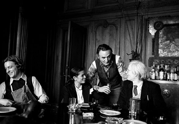 Harry Benson Andy Warhol, Jamie Wyeth, Larry Rivers, and Bianca Jagger at the Factory, New York, 1977