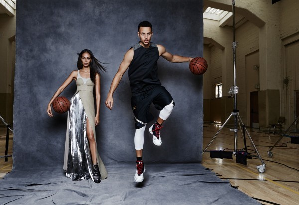 Patrick Demarchelier, Joan Smalls and Steph Curry, California, Vogue, 2016