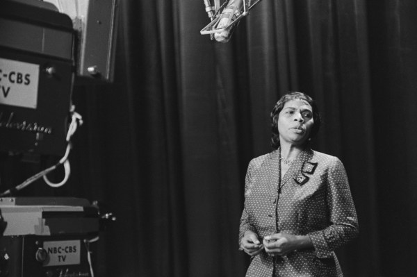 Slim Aarons, American contralto Marian Anderson filming &quot;The American Road&quot; television special, 1953