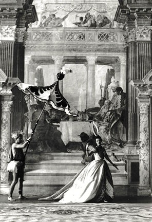 Cecil Beaton, The Hon. Reginald Fellows Dressed as 1750s America with James Caffrey Holding the Parasol at the Beistegul Ball, Venice, 1950