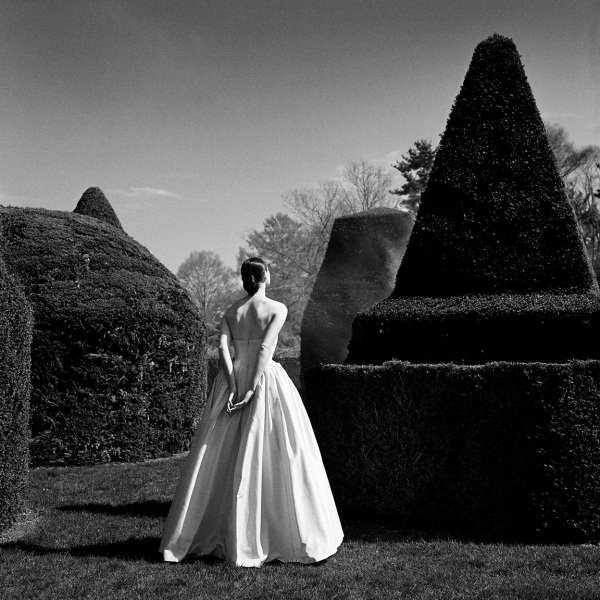 Rodney Smith, Bernadette in White Dress from behind, Longwood Gardens, Pennsylvania, 1997