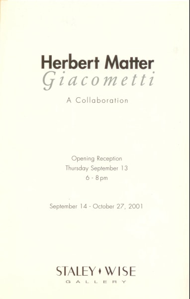 Herbert Matter/Giacometti: A Collaboration