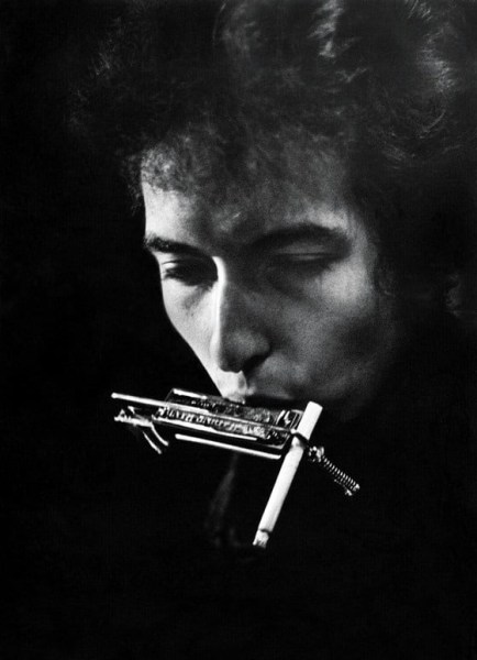 Daniel Kramer, Bob Dylan with Cigarette in Harmonica Holder, Philadelphia, 1964