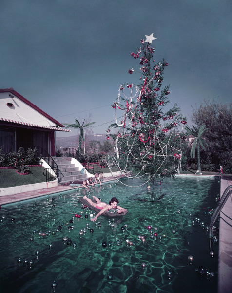 Slim Aarons, Christmas Swim: Rita Aarons in Hollywood, California,&nbsp;1954