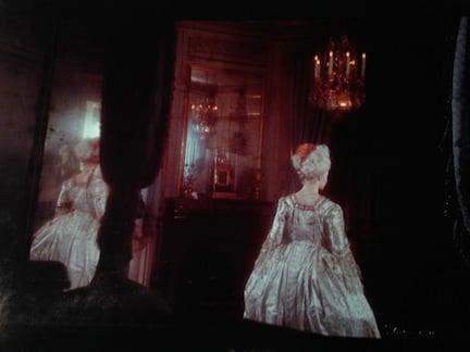 Deborah Turbeville, Unseen Versailles, 1980 (Woman in period costume and chandelier)