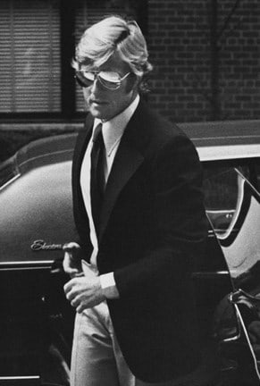 Ron Galella Robert Redford arriving at Mary Lasker's apartment, NYC, March 15, 1974