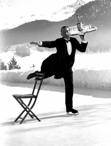 Alfred Eisenstaedt, Ice Skating Waiter, Grand Hotel, St. Moritz, 1932