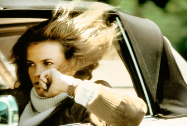 Arthur Elgort, Lisa Taylor Driving over the GW Bridge, NYC, VOGUE, 1976