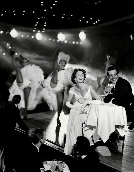 Richard Avedon, Suzy Parker and Robin Tattersell, Evening Dress by Griffe, Folies- Bergere, Paris 1957