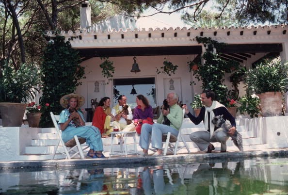 Slim Aarons, The Rothschild Family on the Terrace of Their Home, Santa Margarita, Spain, 1980
