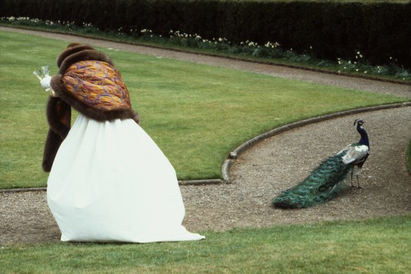 Denis Piel, Joan Severance (Peacock Competition 1), Castle Howard, North Yorkshire, UK, US VOGUE, 1982