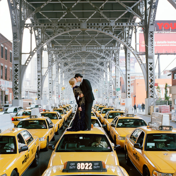 Rodney Smith, Edythe and Andrew Kissing on Top of Taxis, New York, New York, 2008