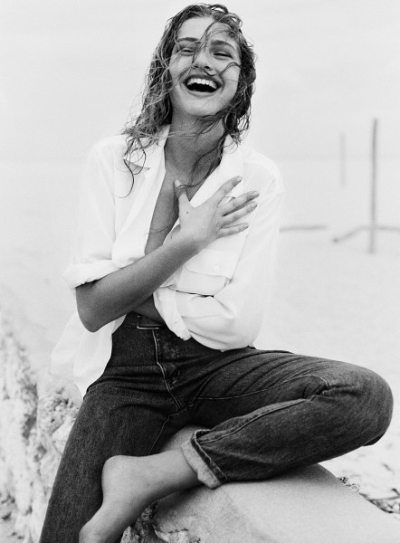 Pamela Hanson, Michaela on the Wall, French VOGUE, 1988