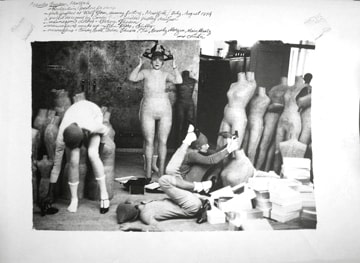Deborah Turbeville, For Charles Jourdan: Candy Pratt, Betsey Johnson, Tia, Beverly Morgan, Mary Martz, and Christa in clothes by Betsey Johnson, Woolf Form Dummy Factory in New York, 1974
