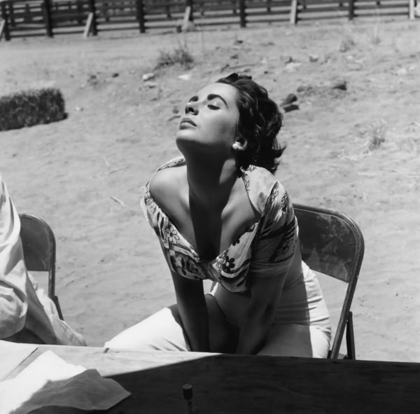 Sid Avery&nbsp;, Elizabeth Taylor on the set of Giant, 1955