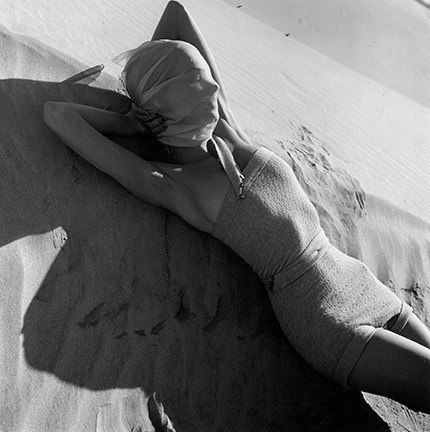 Louise Dahl-Wolfe, Veiled Head, Claire McCardell Bathing Suit, c.1945