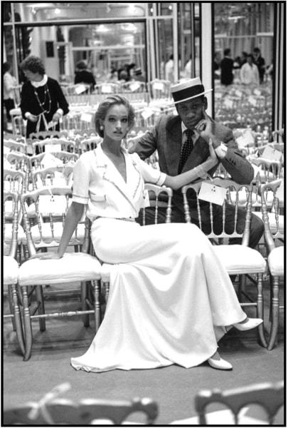 Arthur Elgort, Bonnie Berman &amp;amp; Andre Leon Talley after Chanel show, Paris, 1983