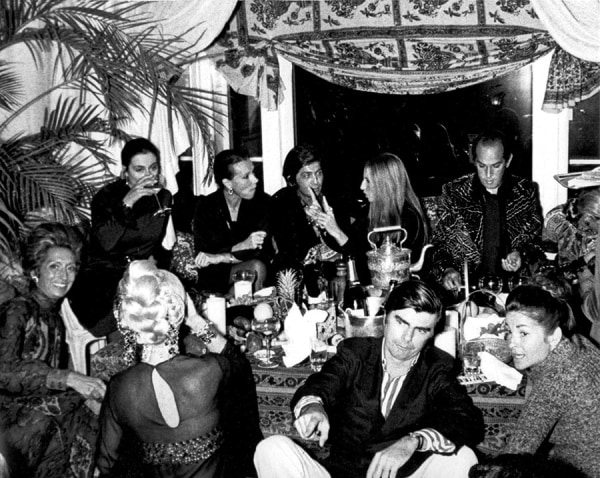 Ron Galella, Barbra Streisand, Valentino, Oscar and Francois de la Renta, and James Brady, Valentino Fashion Show and Party, Pierre Hotel, New York, 1970