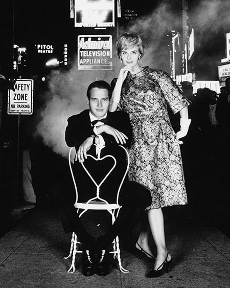 William Helburn, Paul Newman and Joanne Woodward, Times Square, Town &amp; Country, 1955.