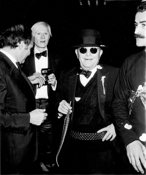 Ron Galella, Lester Persky, Andy Warhol and Truman Capote at Steve Rubell&rsquo;s birthday party, Studio 54, New York, 1978
