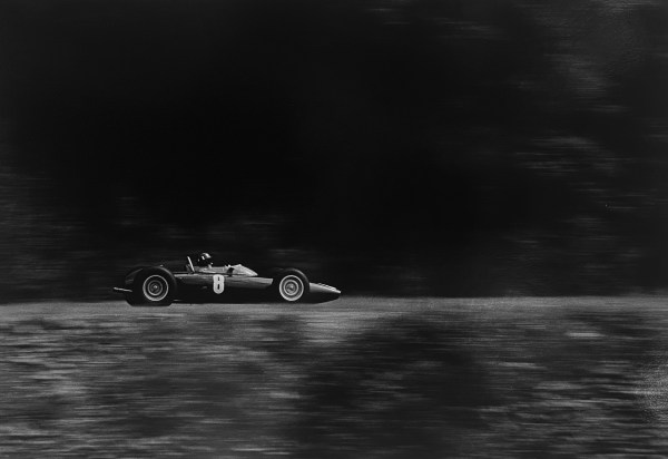 Jesse Alexander, Graham Hill from England in a BRM Formula One car at Rouen, France, 1960