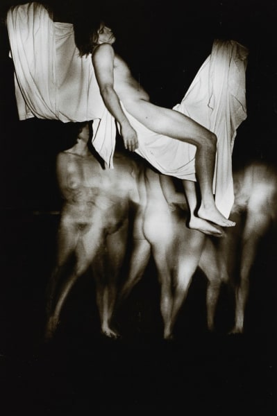 People with white sheet by Siegfried Halus