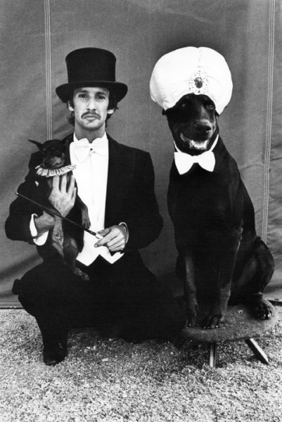 Man with two dogs by Arlene Gottfried
